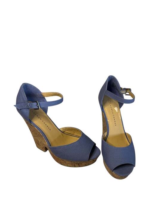 LC Lauren Conrad Madison Periwinkle Blue Cork Platform Wedge Sandals - Picture 4 of 6